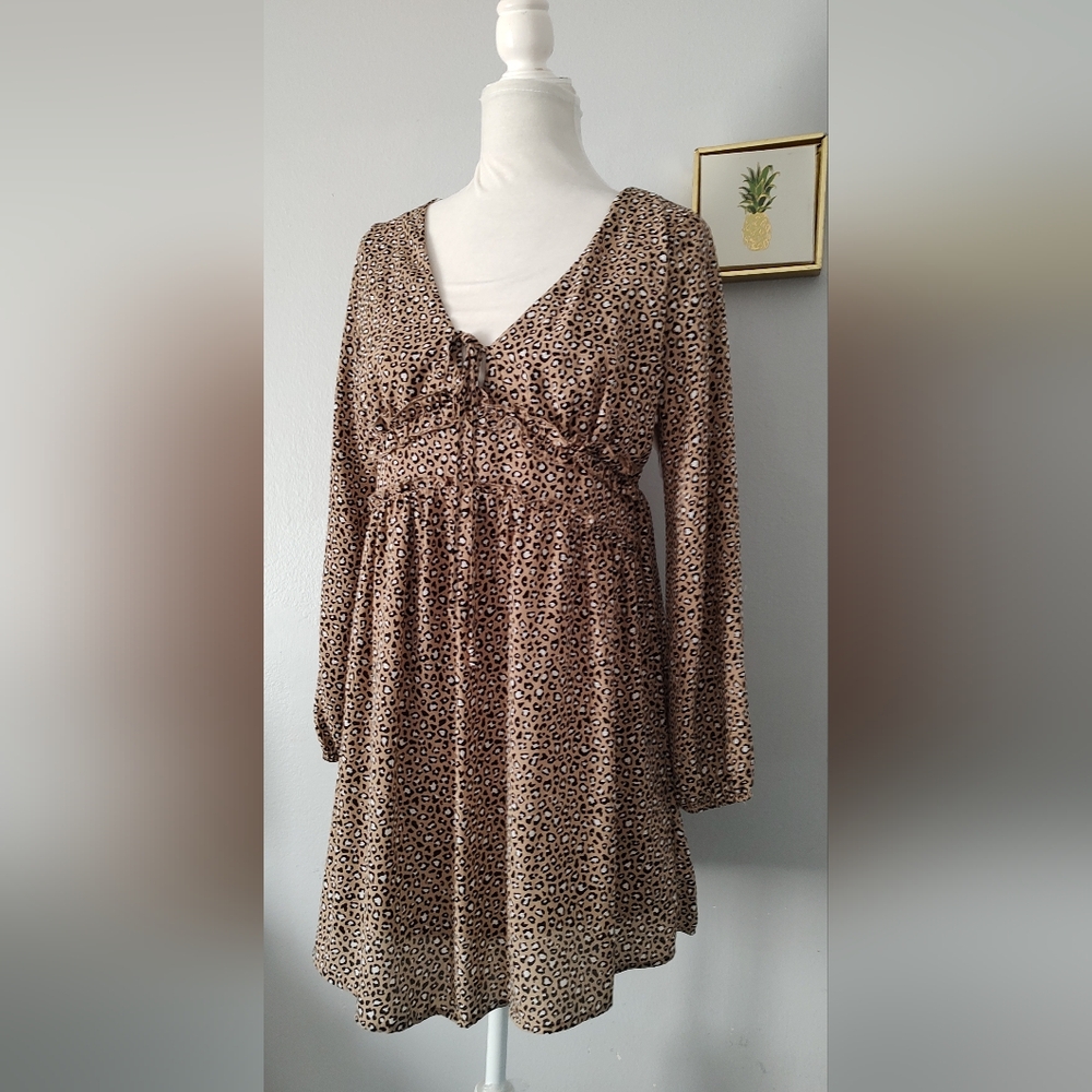 Animal Print dress Altar'd State  Women  Color Brown Size Small  Fit And Flare